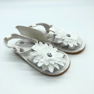 Baby Girls Fisherman Sandals Faux Leather Hook & Loop Open Toe White Size 4